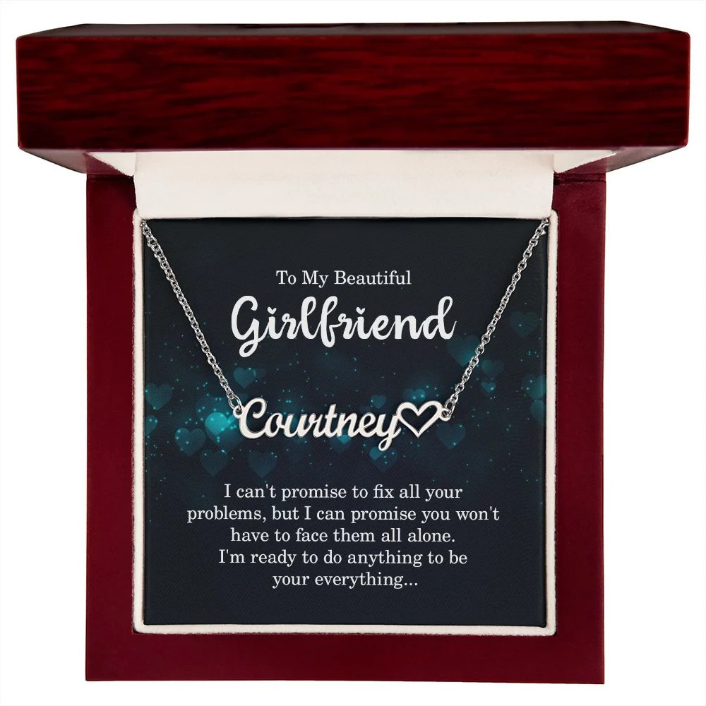 To My Girlfriend I Can't Promise Personalized Silver Tone Heart Name Necklace C